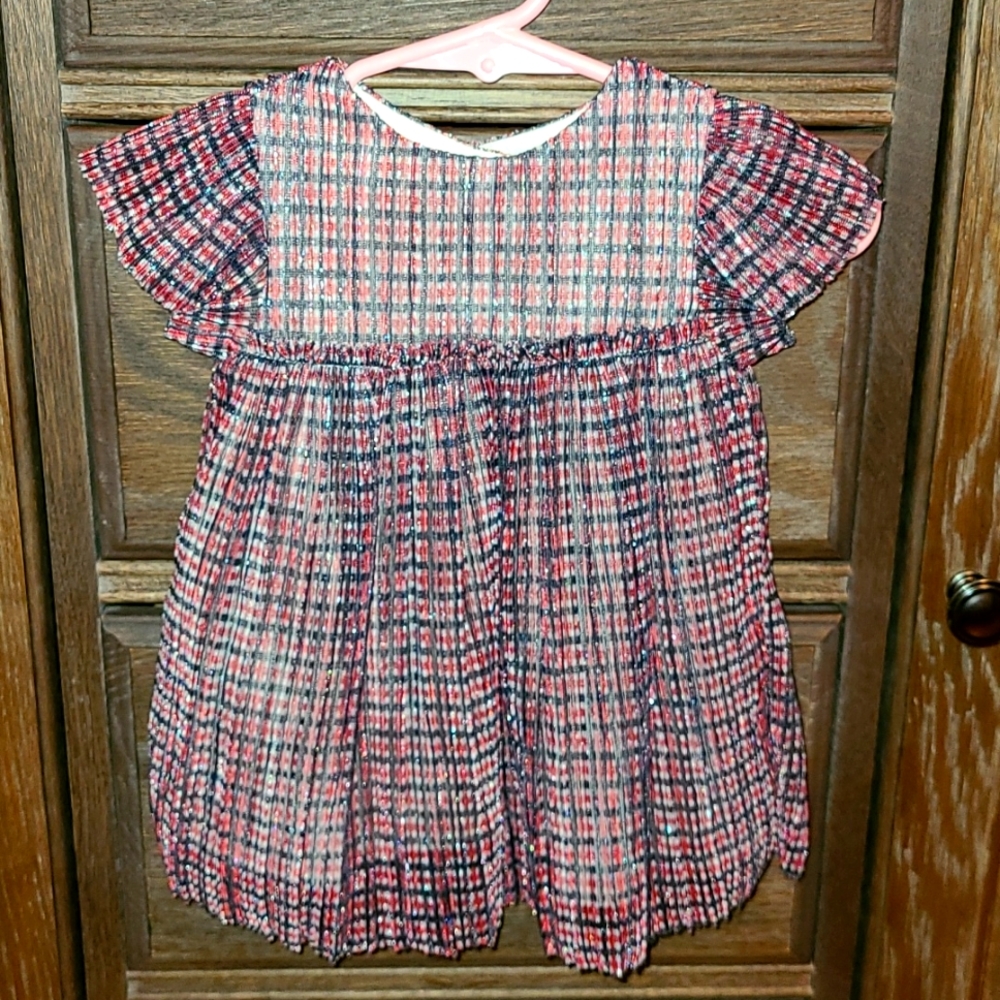 Red white and blue plaid baby dress